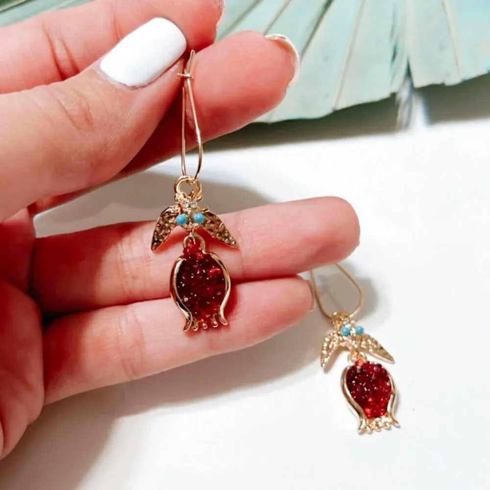 Pomegranate dangle earrings #55